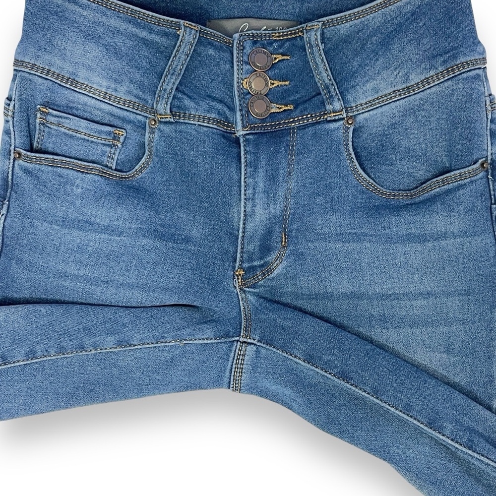 Cali 1850 Skinny Mid Rise Jeans Ankle Knit Denim Stretch Juniors Size 0/24 Blue - Picture 7 of 11